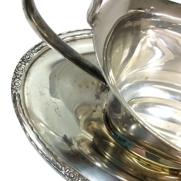 International Silver Camille Silverplate Gravy Boat Attached Underplate Vintage - Picture 4 of 9